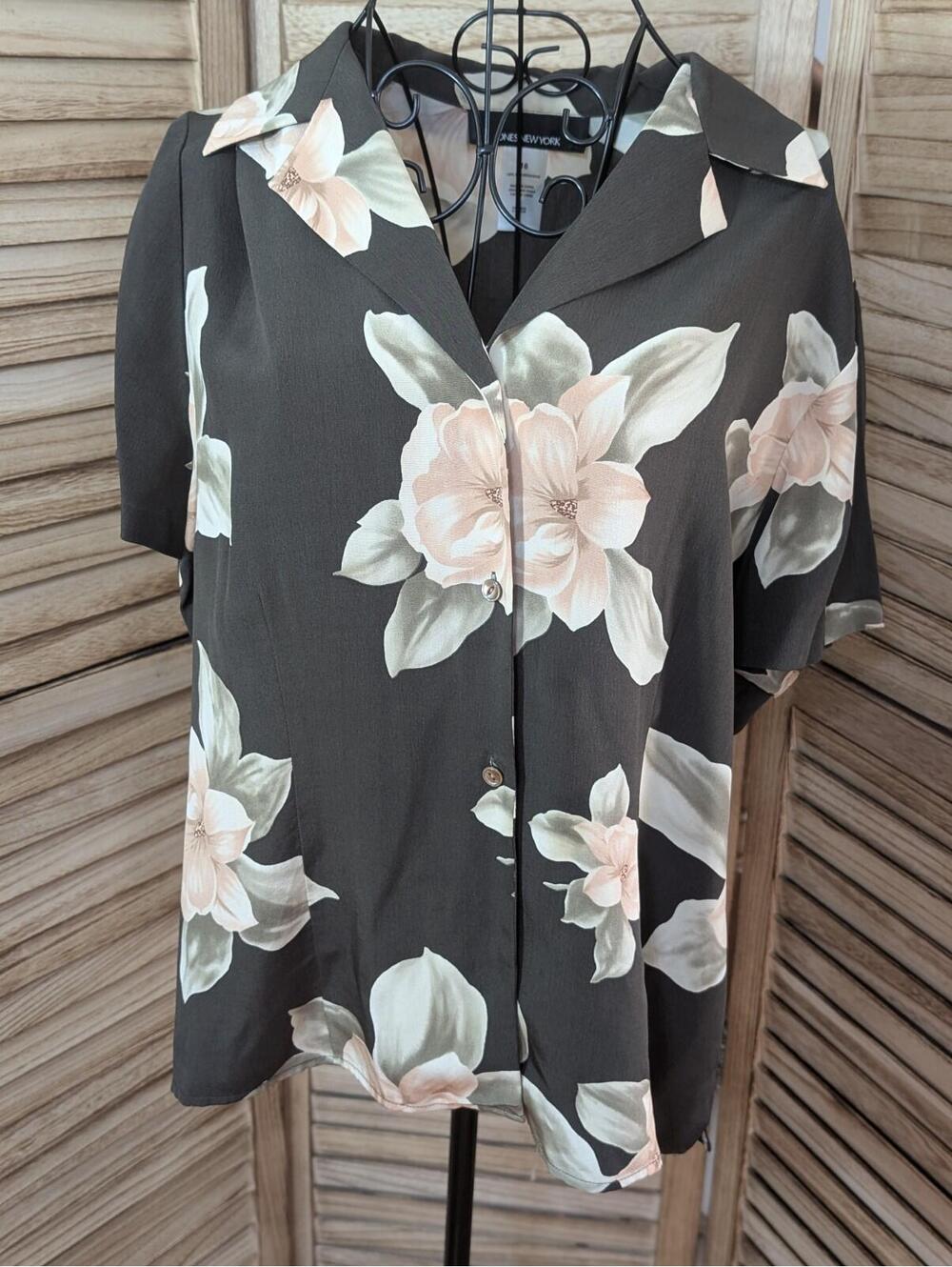 Tropical Print Lightweight Cotton Blouse By‎ Jones New York Sport Woman Sz 16